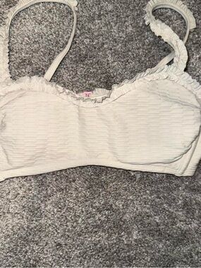Stoney Clover Lane Cream Ruffled Textured Bandeau Top